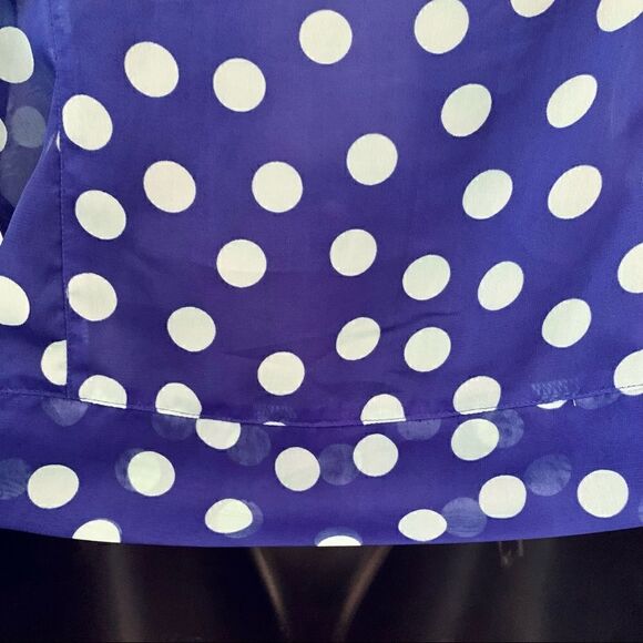 Express Semi Sheer Blue & Mint Green Polka Dot Tie Blouse Size Small/Medium - Picture 11 of 13